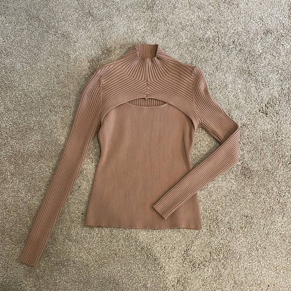 Mock Neck Peek-A-Boo Sweater